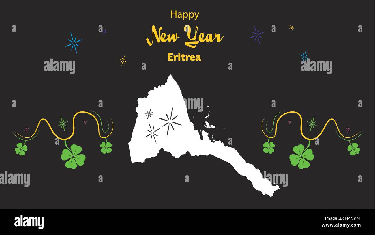 Happy New Year illustration theme with map of Eritrea Stock Vector