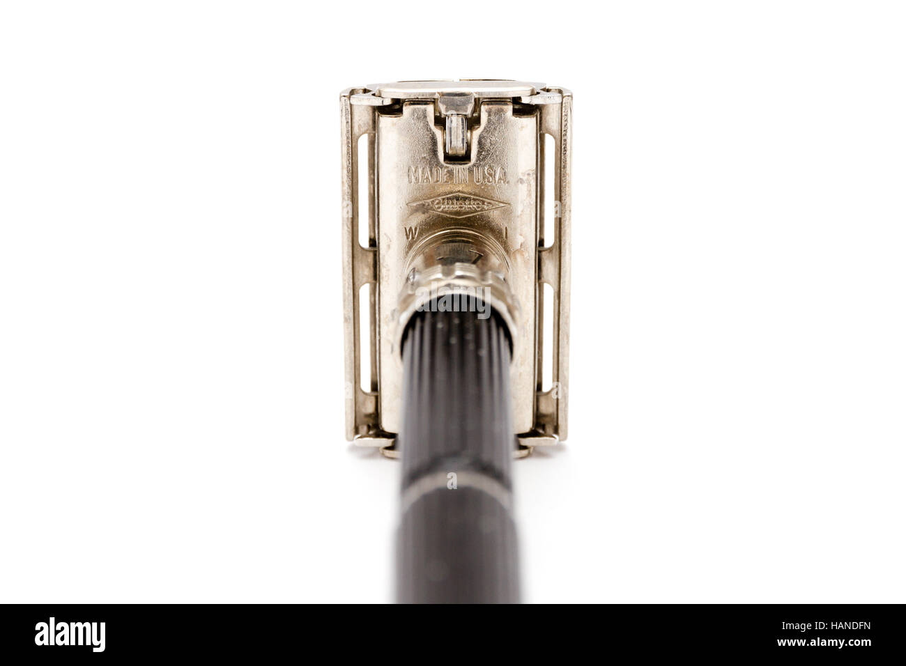Rome, Italy - August 10, 2015: Traditional double edge safety razor on display Stock Photo