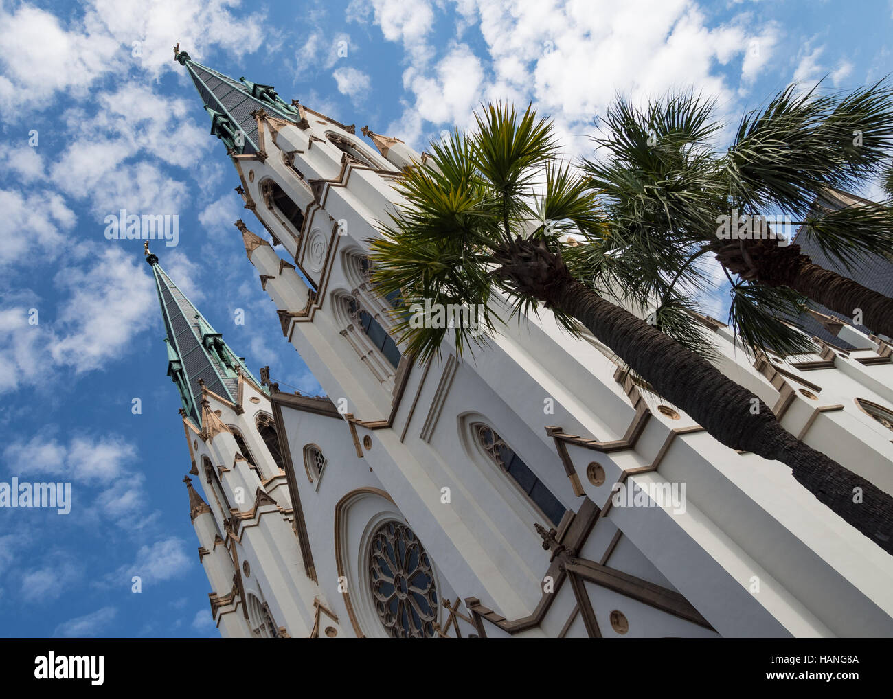 Dramatic angle of Cathedral of St John the Baptist Savannah Georgia ...