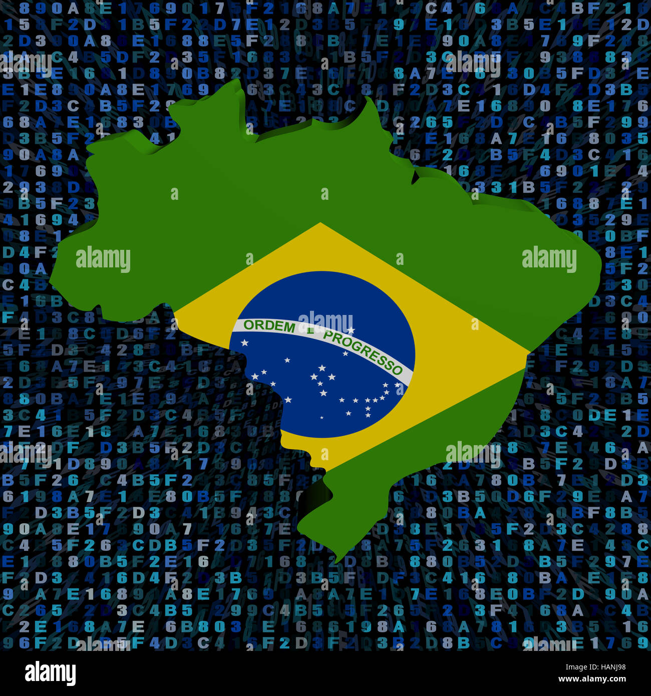 Brazil map flag on hex code illustration Stock Photo Alamy