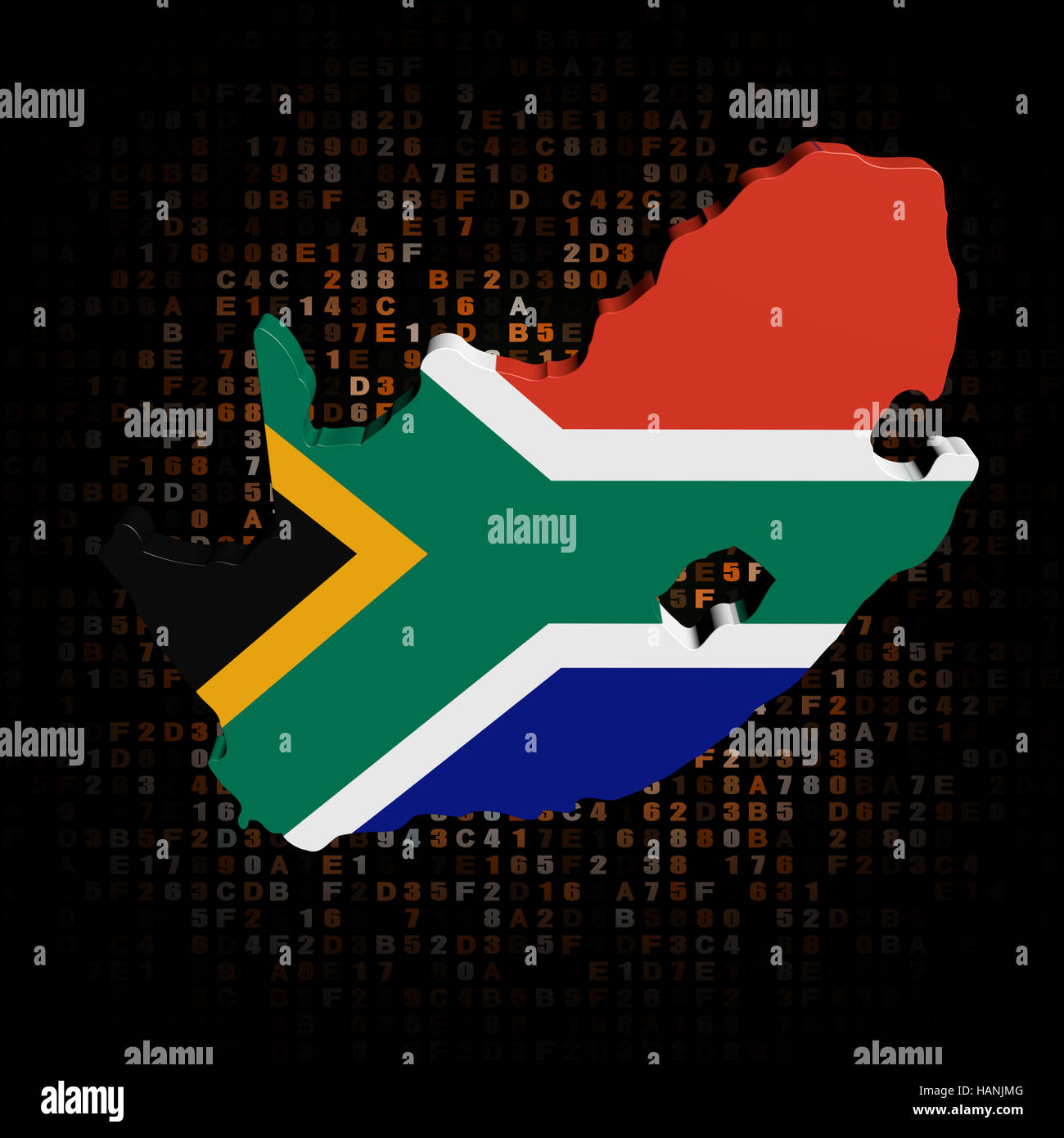 South Africa map flag on hex code illustration Stock Photo Alamy