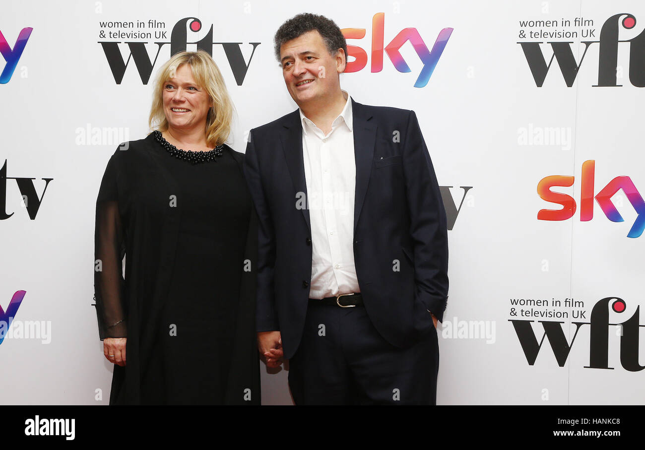 Steven Moffat and Sue Vertue arrive at the Women in Film & TV Awards at the Hilton hotel in central London. Stock Photo
