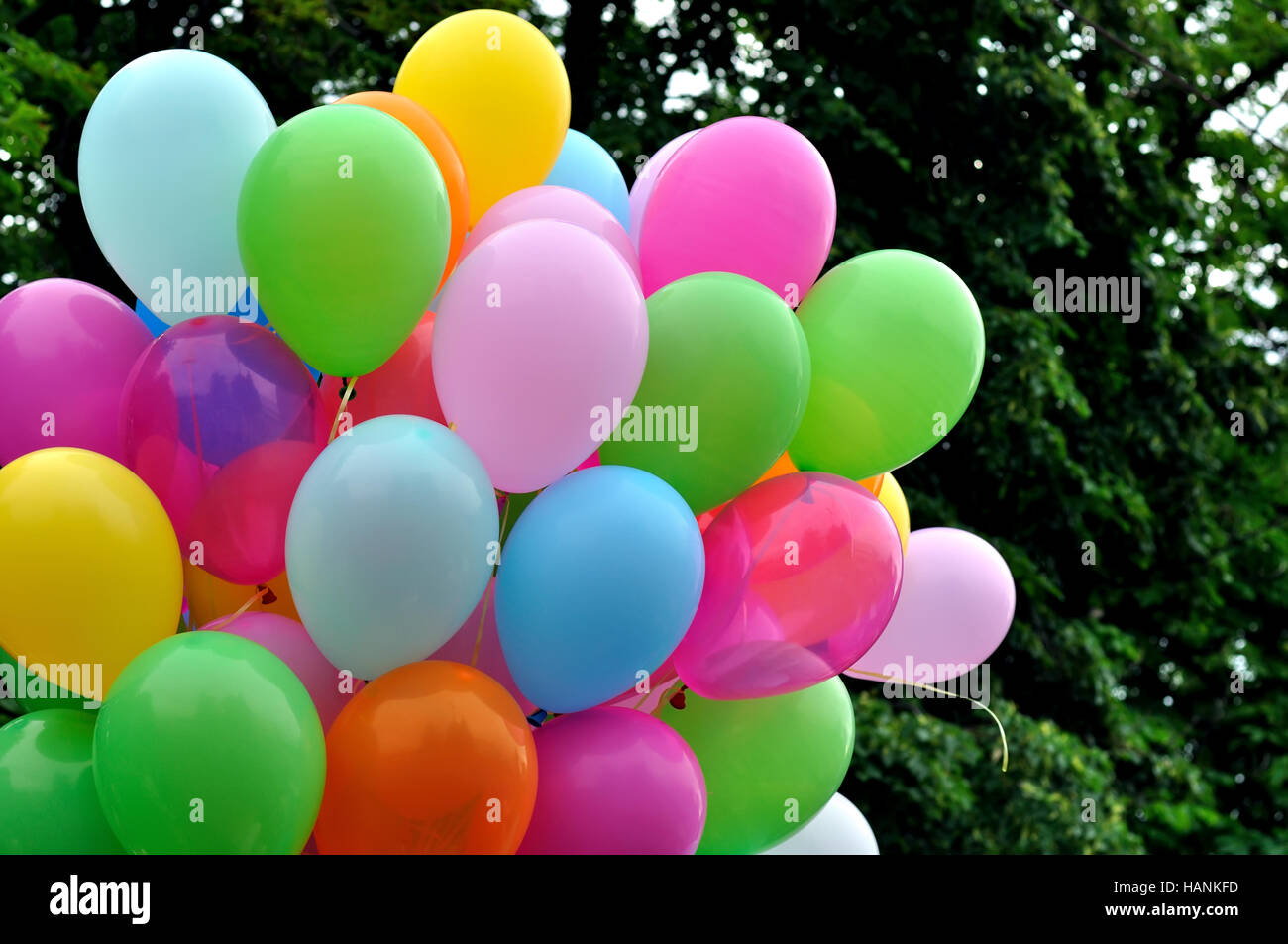 multicolored balloons in the city festival Stock Photo
