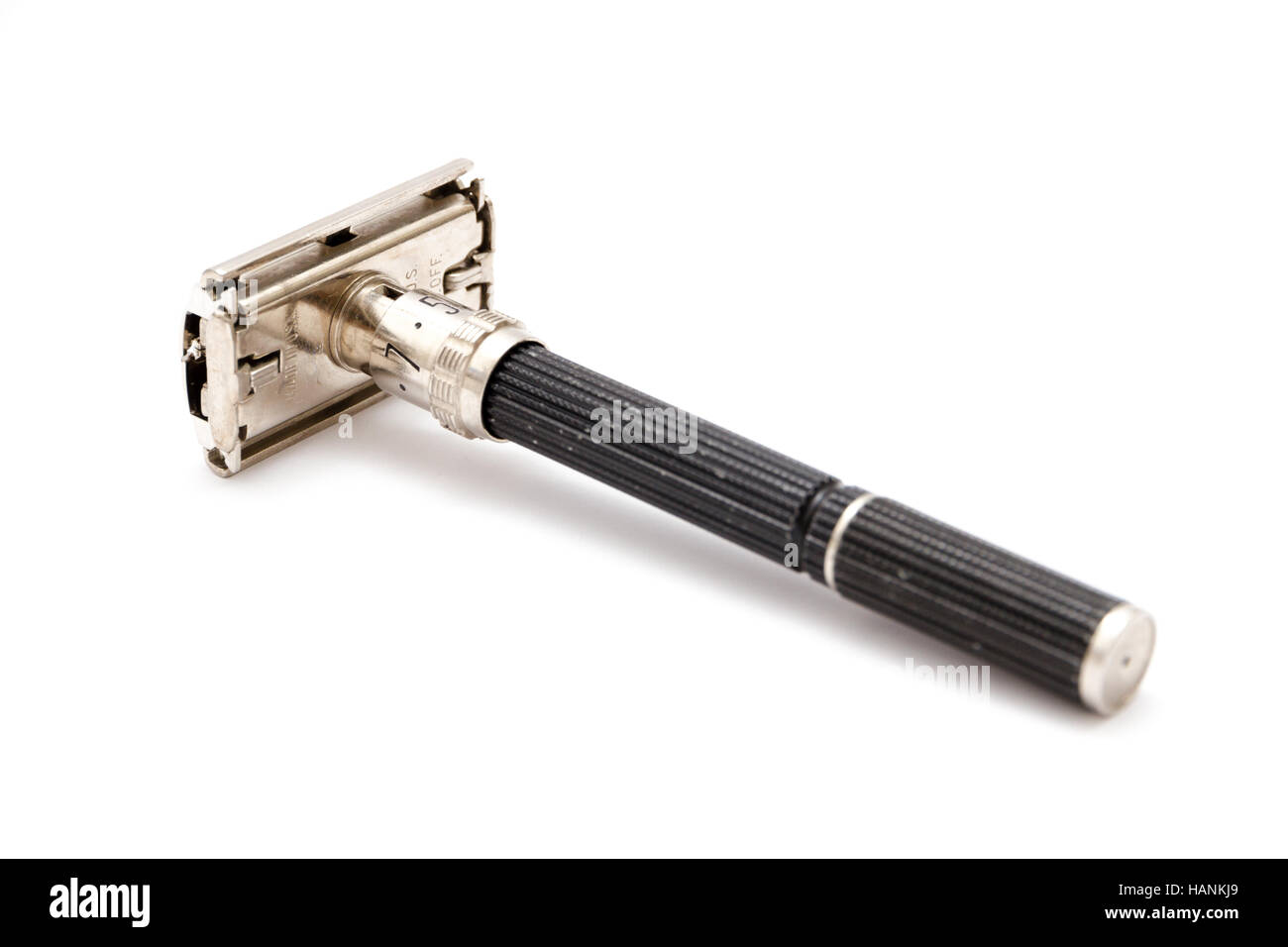 Rome, Italy - August 10, 2015: Traditional double edge safety razor on display Stock Photo