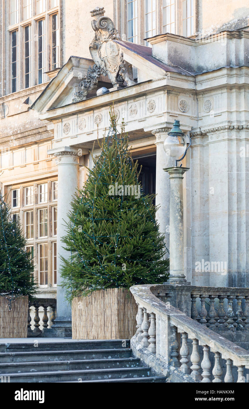 Christmas Festival of Light at Longleat to celebrate the Safari Park's 50th anniversary with the theme of Beatrix Potter. Longleat House entrance Stock Photo