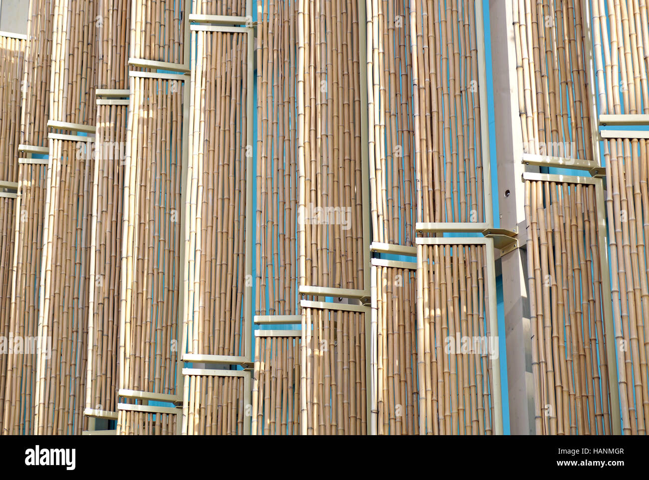 Modern wall of bamboo canes Stock Photo Alamy