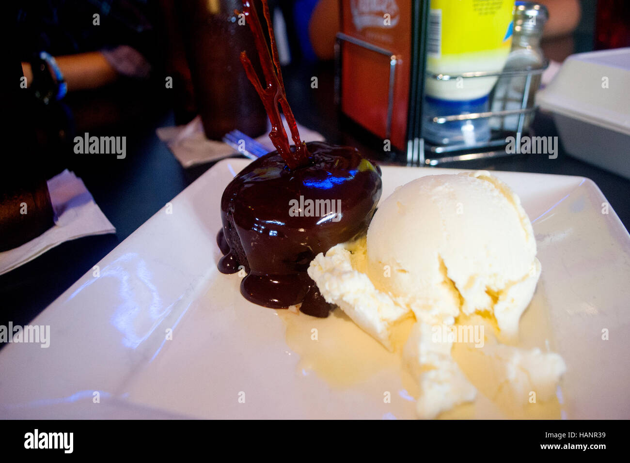 lava cake and ice cream Stock Photo Alamy