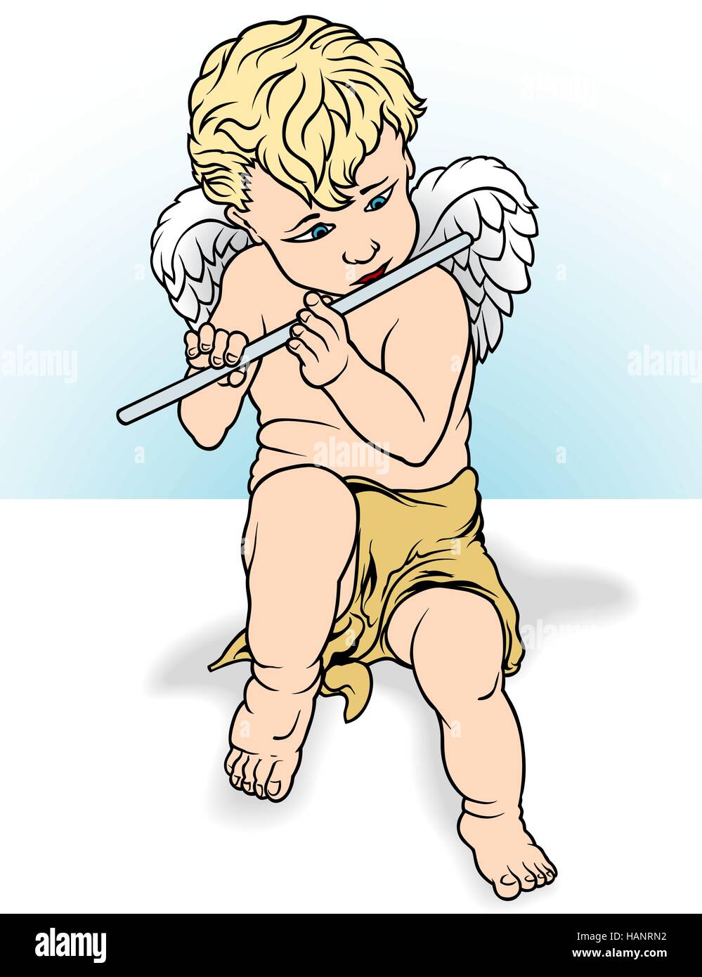 Angel Playing a Flute Stock Vector