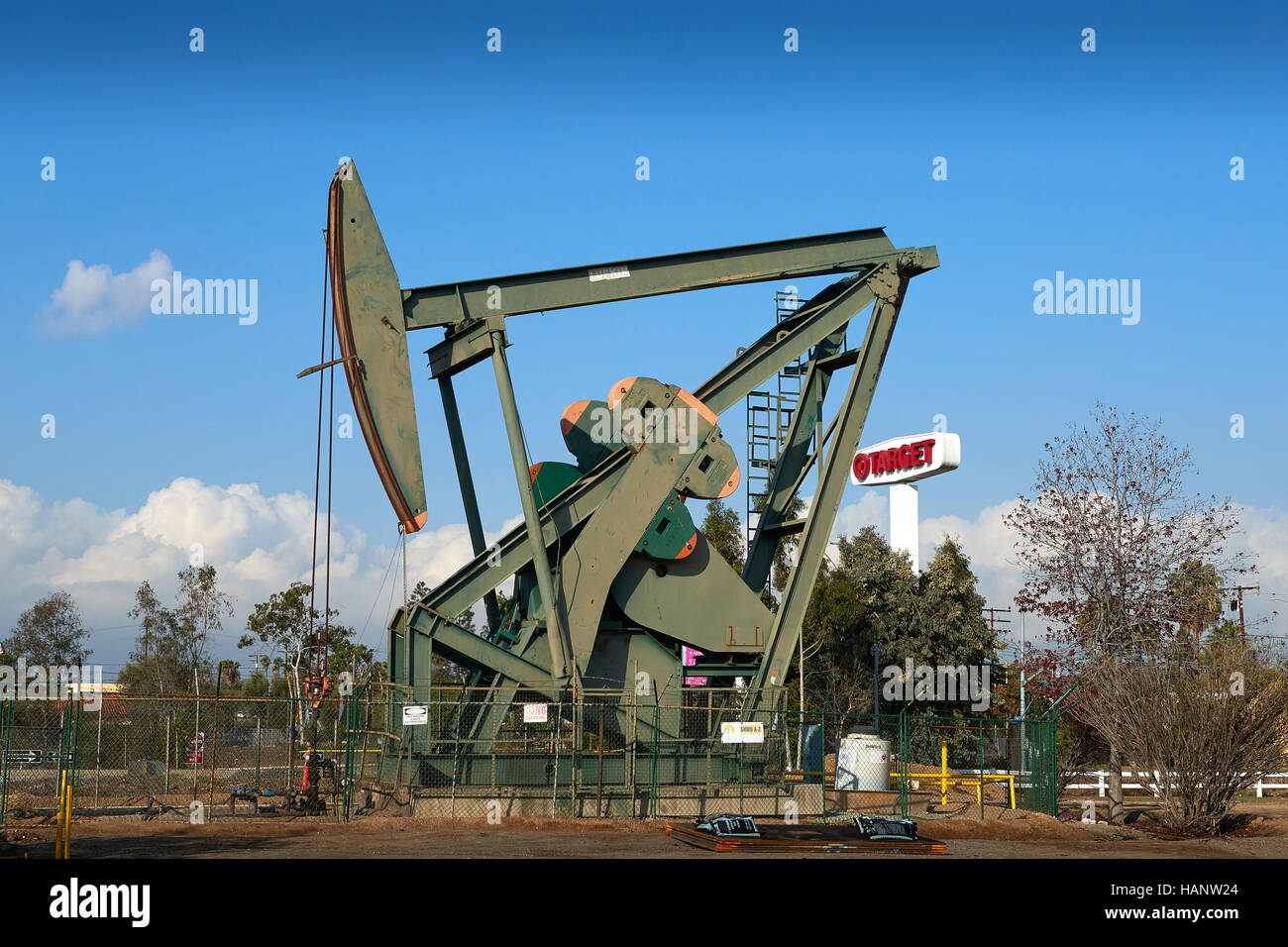 An Oil Pumpjack, Donkey, On Signal Hill, Long Beach, California Stock