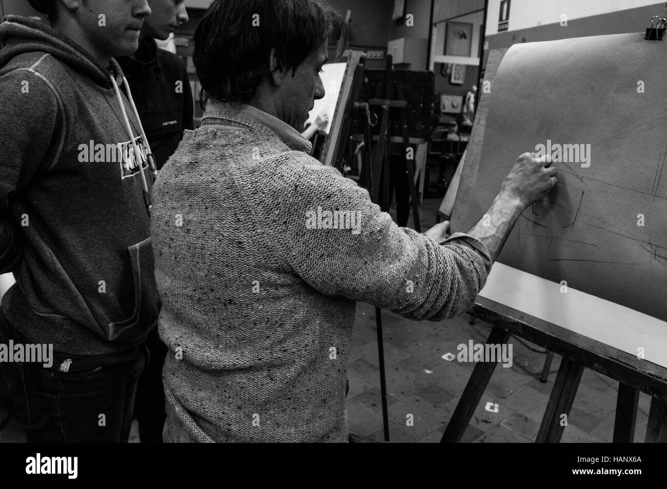 High school painting class Black and White Stock Photos & Images - Alamy