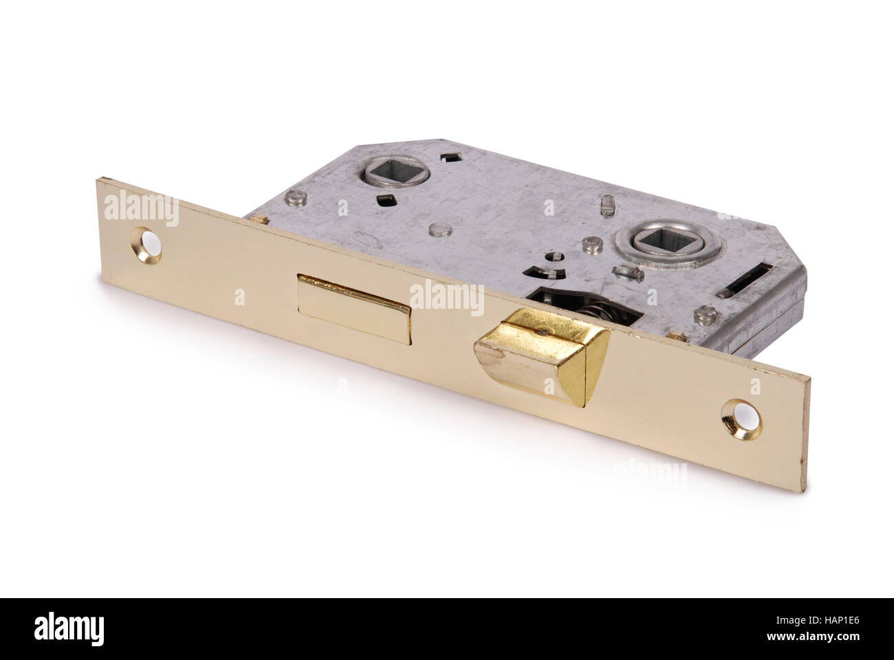 Metal door lock isolated on a white background. Closeup with clipping ...