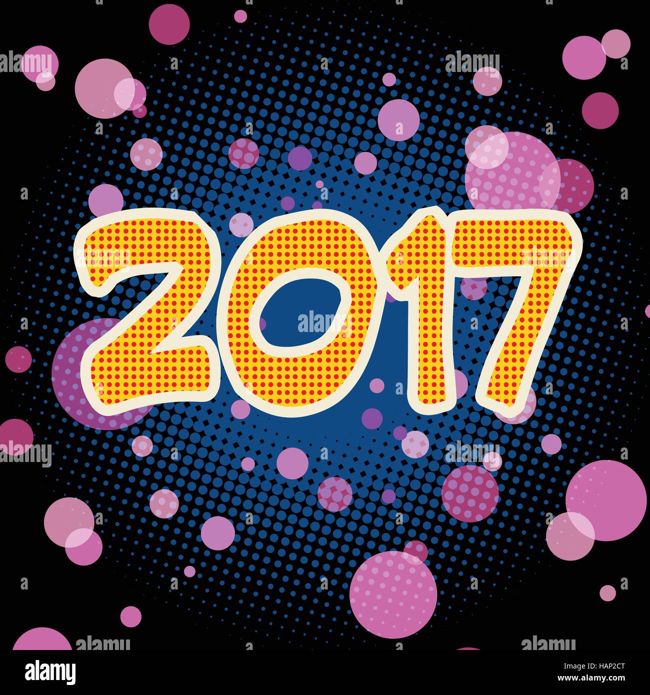 New year 2017 pop art background Stock Vector