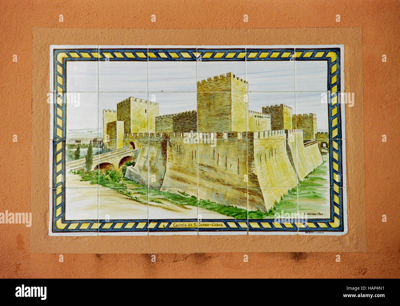 Portugal, Lisbon, Castelo de Sao Jorge, St. George Castle, Decorative Tiles Stock Photo