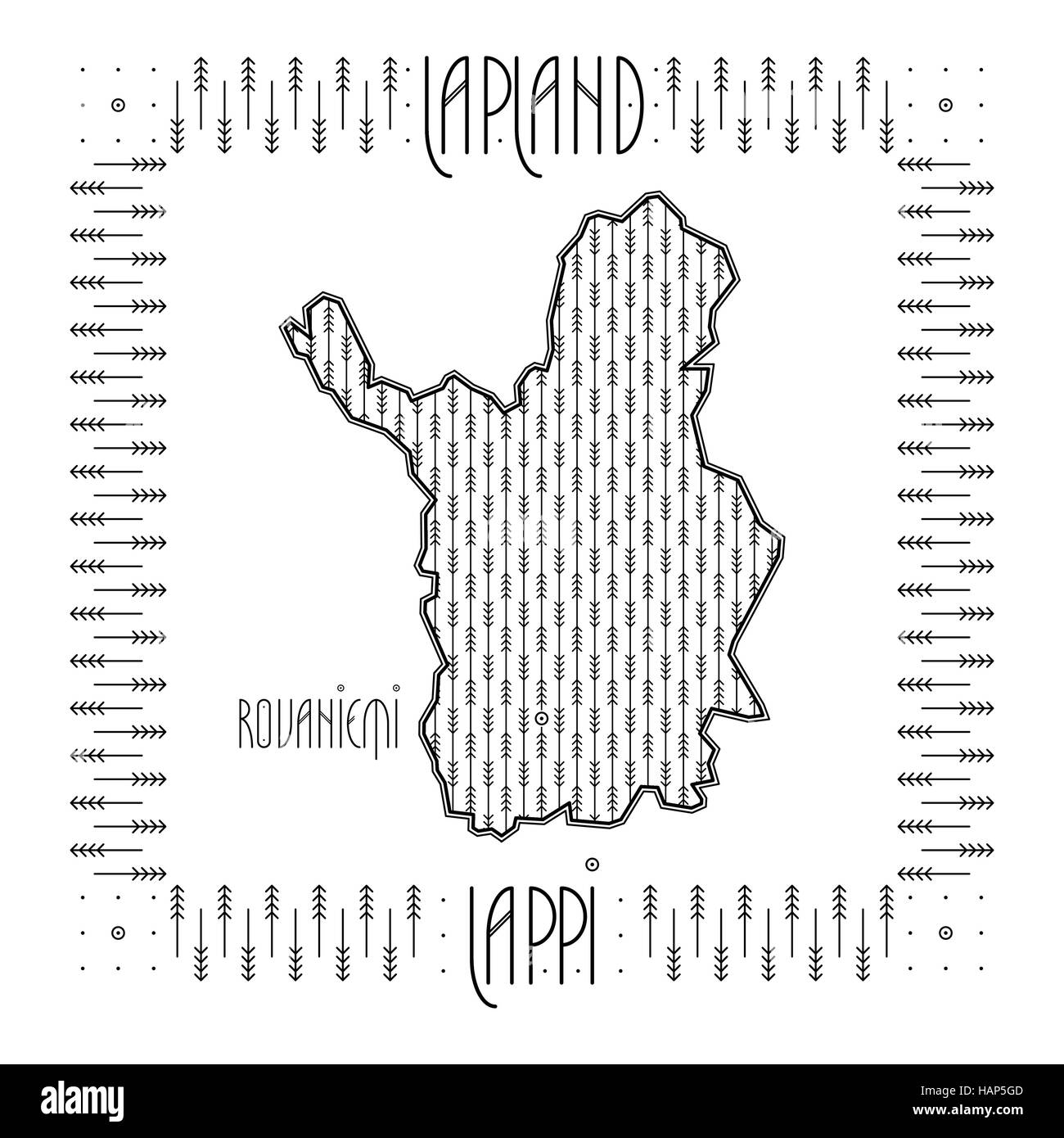 Decorative Map of Lapland Stock Vector