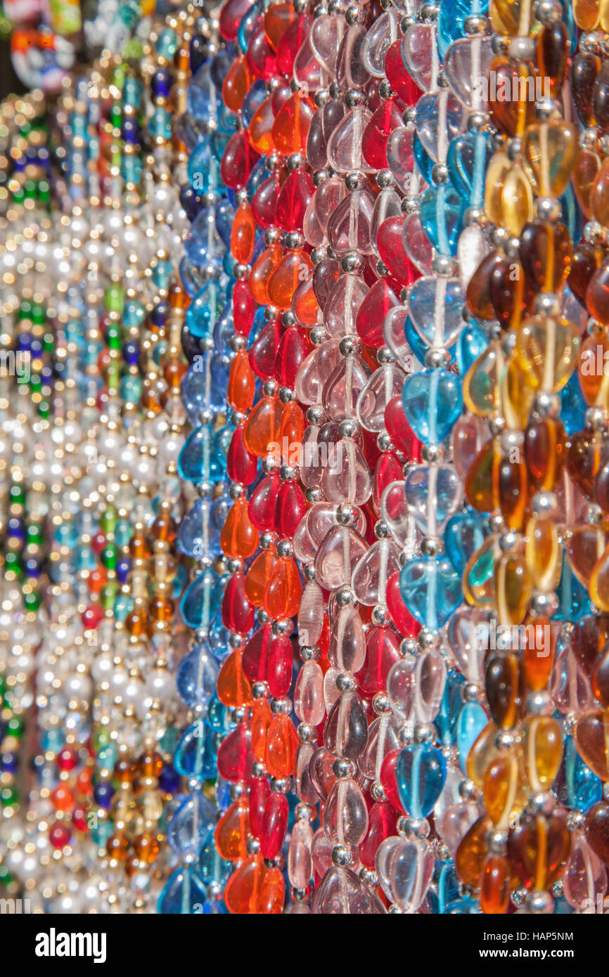 Venice - The glass necklets on the market. Stock Photo