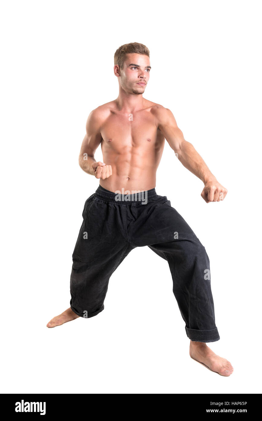 Martial arts student isolated in a white background Stock Photo