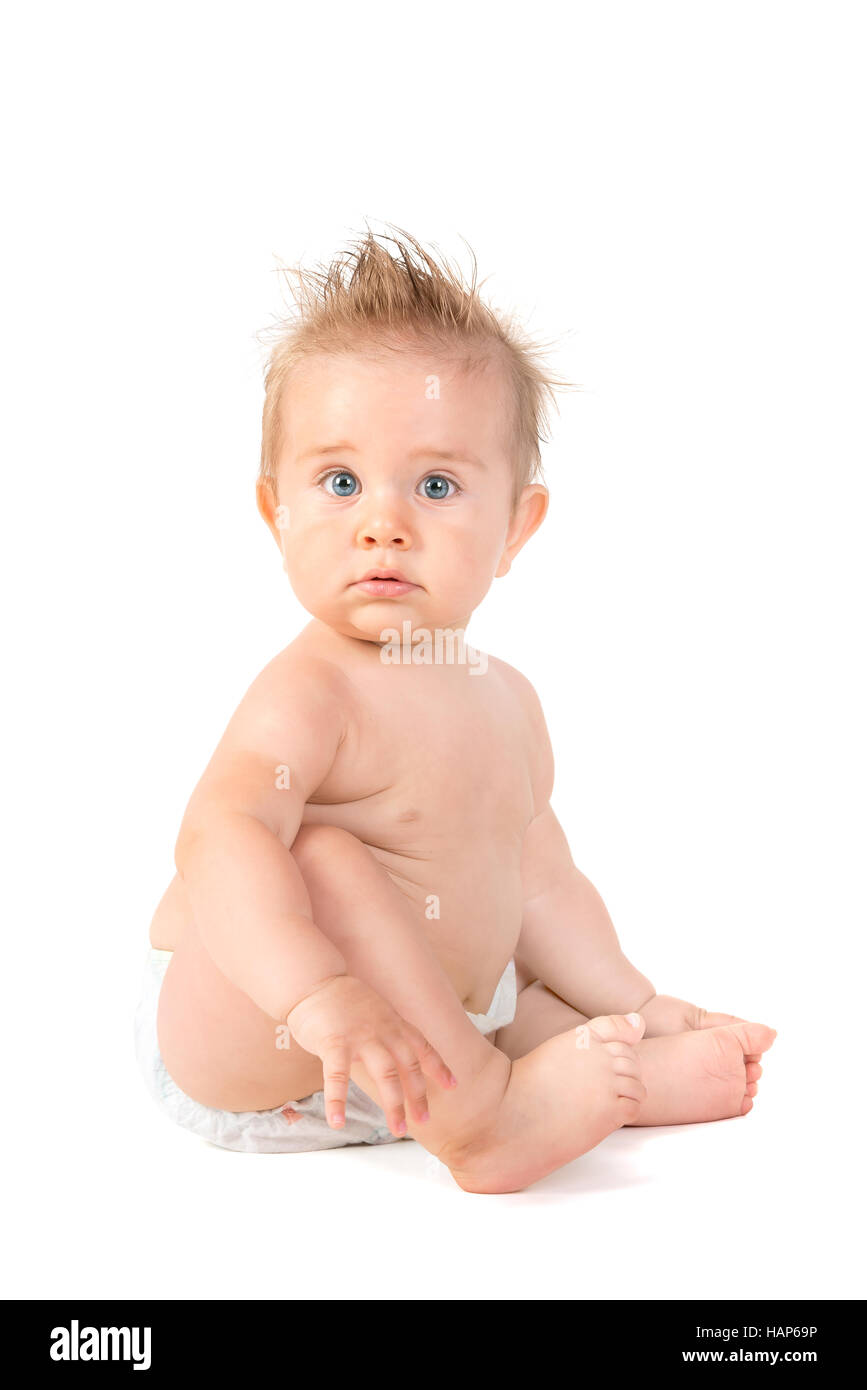 Beautiful baby boy posing isolated in white background Stock Photo Alamy