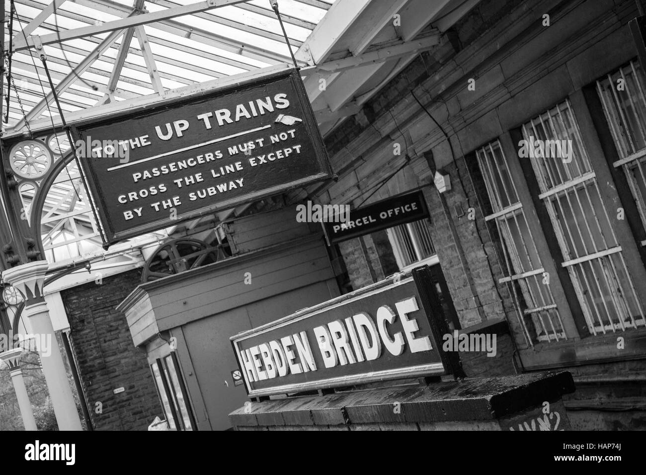 Hebden Bridge railway Station, Calderdale, West Yorkshire Stock Photo