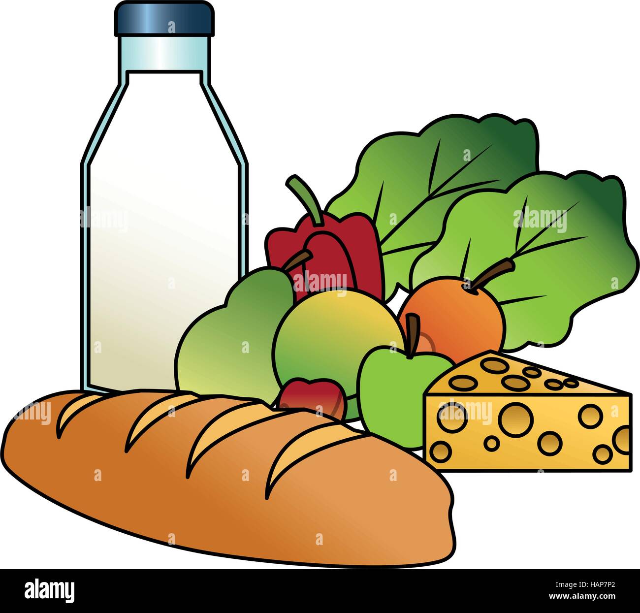 Milk bread vegetables and fruits design Stock Vector Image & Art - Alamy