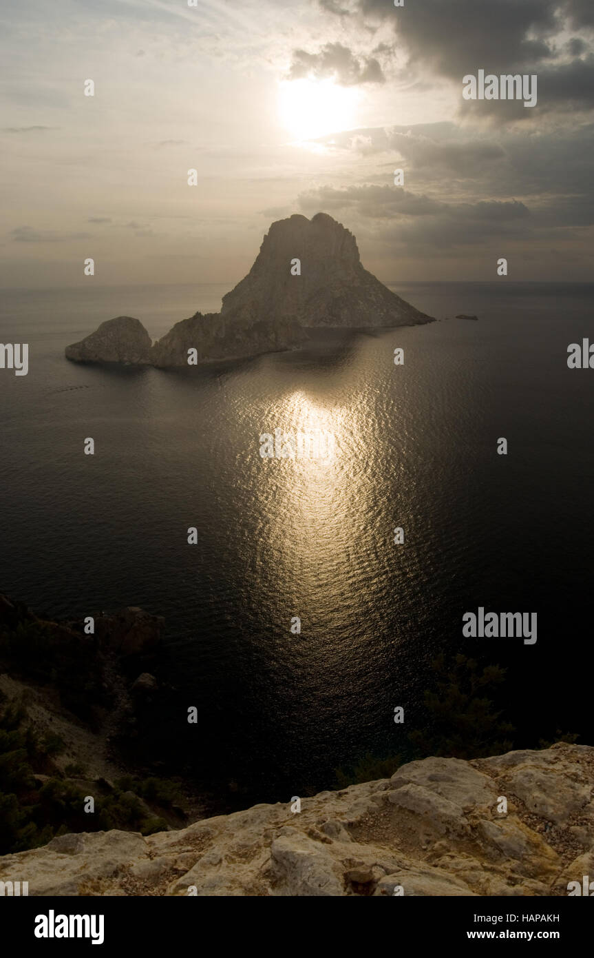 Panorama view of the island of Es Vedra, Ibiza Stock Photo