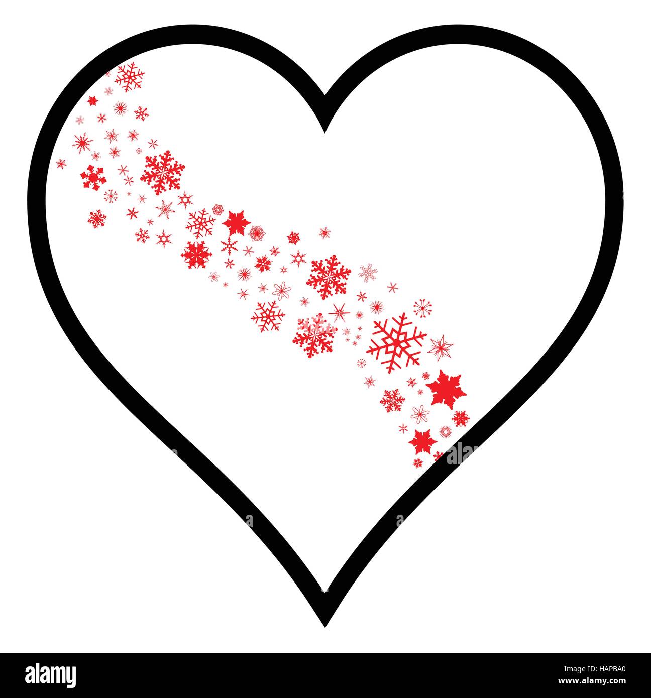 Christmas Snowflakes within a heart all over a white background Stock ...