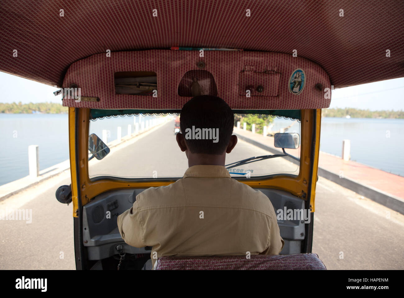 Inside auto rickshaw taxi in Cherai Beach, India Stock Photo
