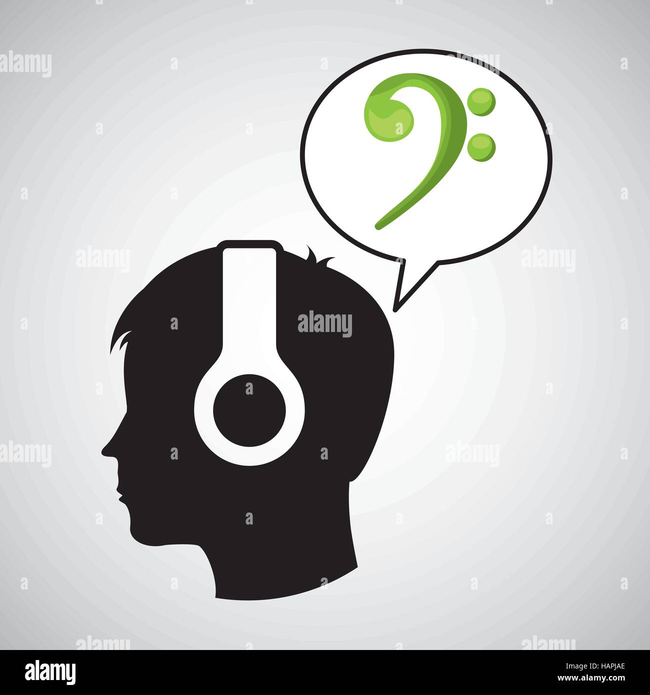 head silhouette listening music symbol vector illustration eps 10 Stock  Vector Image & Art - Alamy