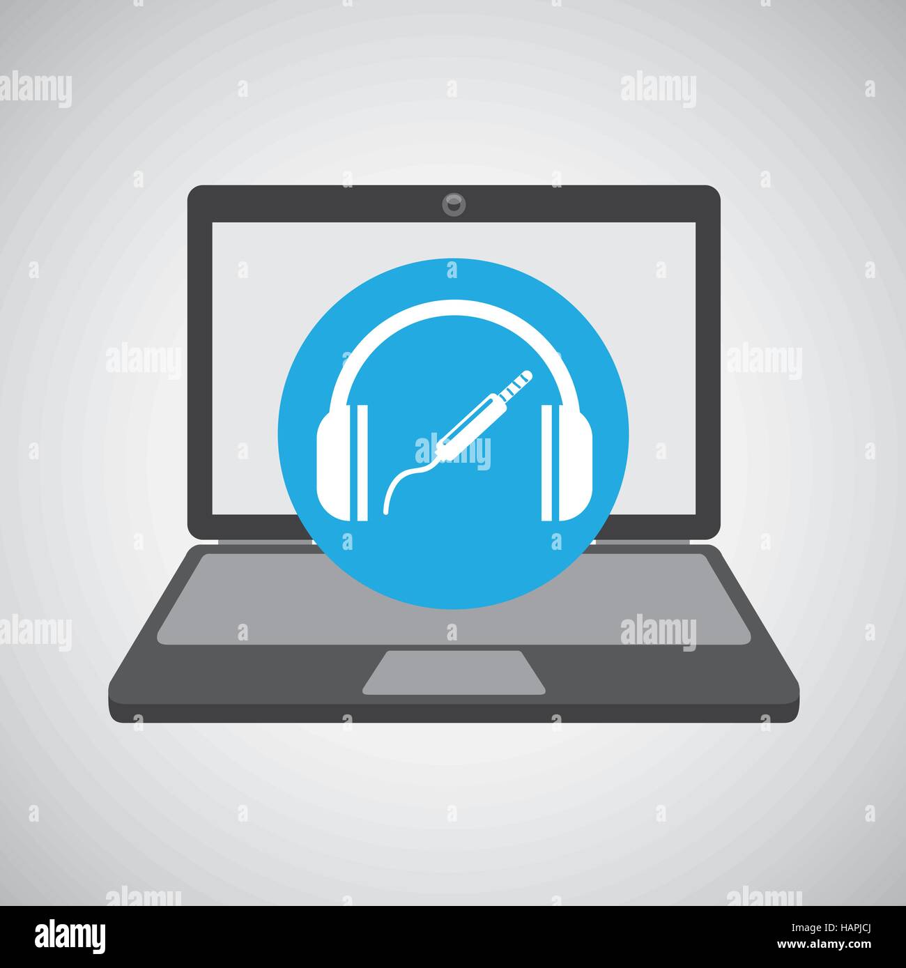 laptop music technology headphones vector illustration eps 10 Stock ...