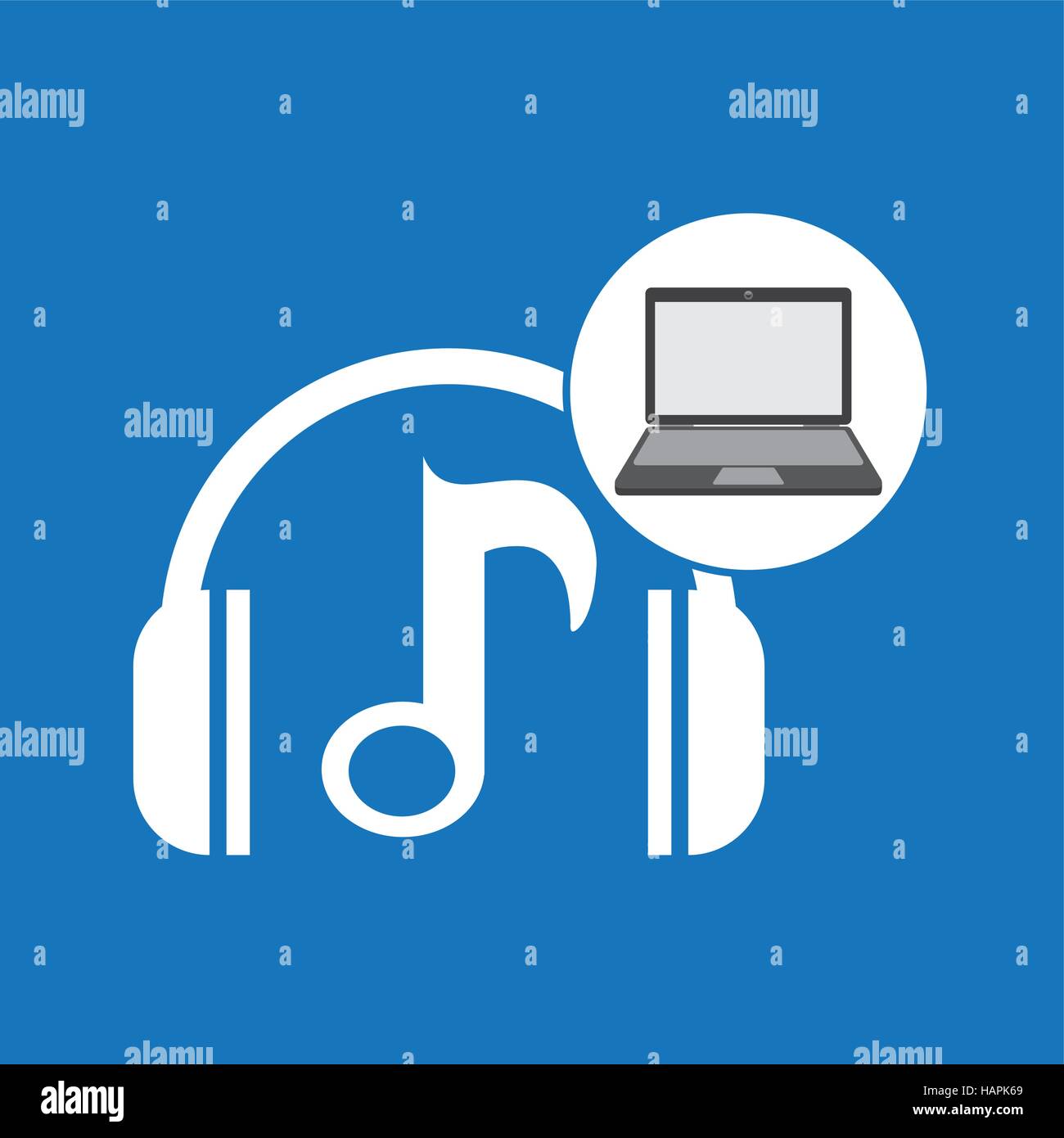 laptop music technology note headphones vector illustration eps 10 ...