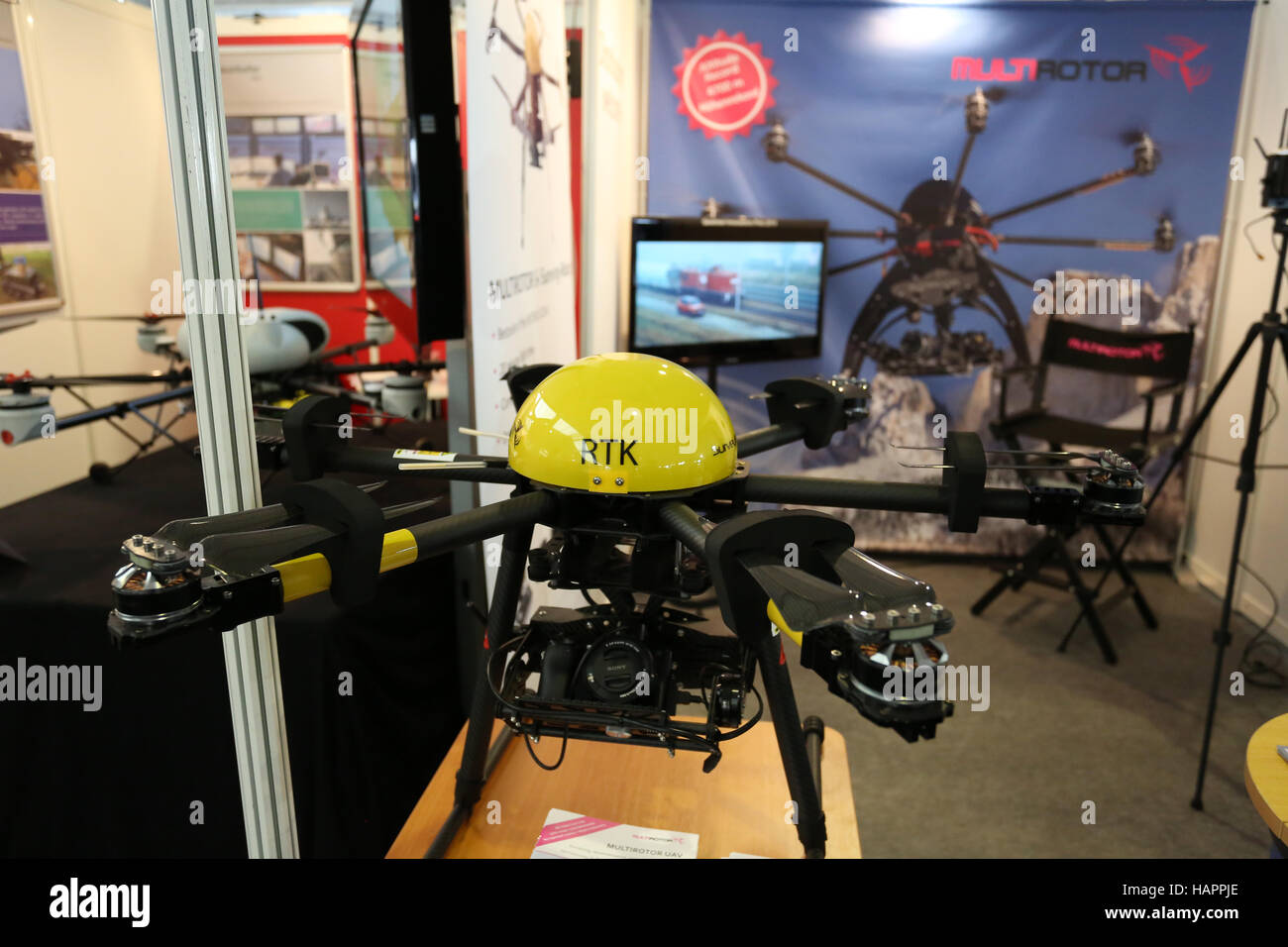 Berlin, Germany, 2nd June, 2016: Multirotor presents an airdrone at Berlin Air Show 2016. Stock Photo