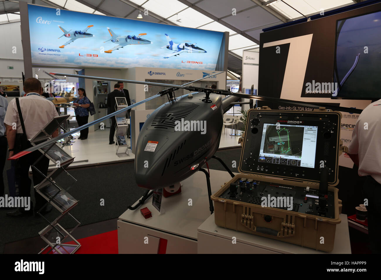 Berlin, Germany, 2nd June, 2016: Swissdrones presents an airdrone at Berlin Air Show 2016. Stock Photo