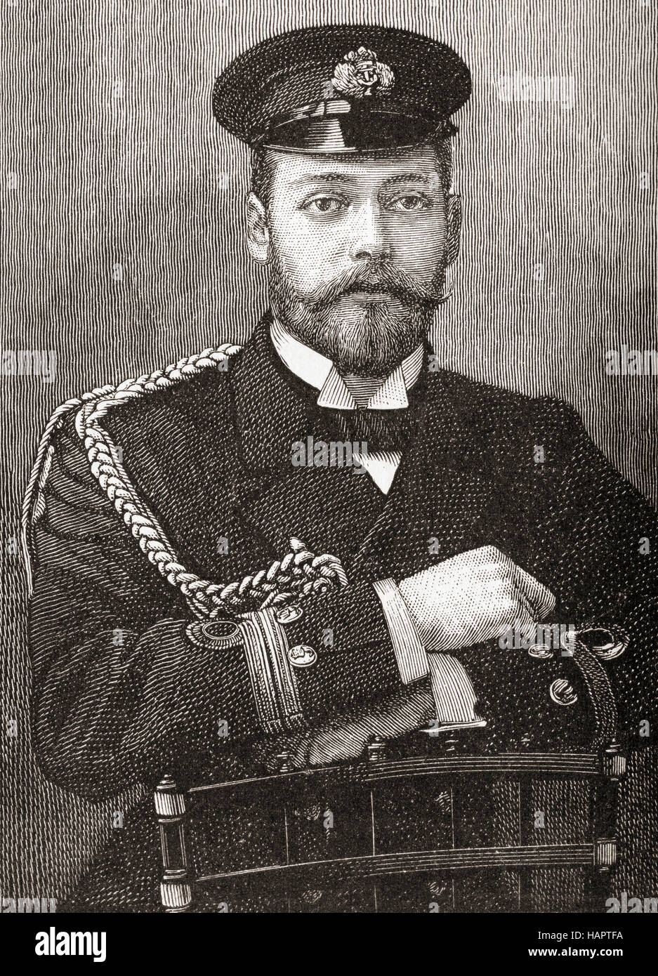 George, future Prince of Wales and later king George V, 1865 - 1936.  Seen here aged 25 in the uniform of the Royal Navy.  From The Strand Magazine, Vol I January to June, 1891. Stock Photo