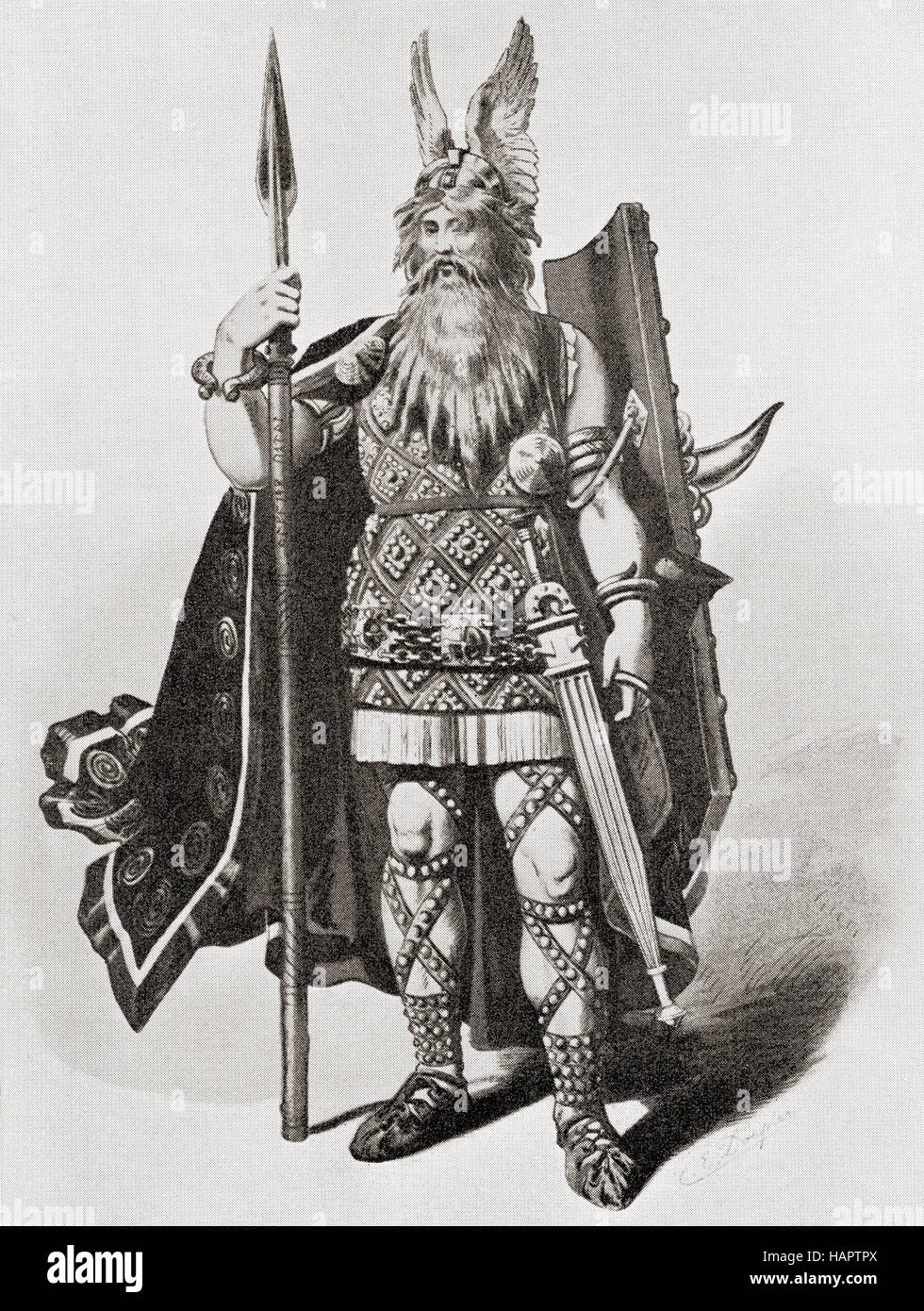 Wotan.  A costume design made for the Bayreuth production of  Richard Wagner's opera of 1876, Siegfried. Stock Photo
