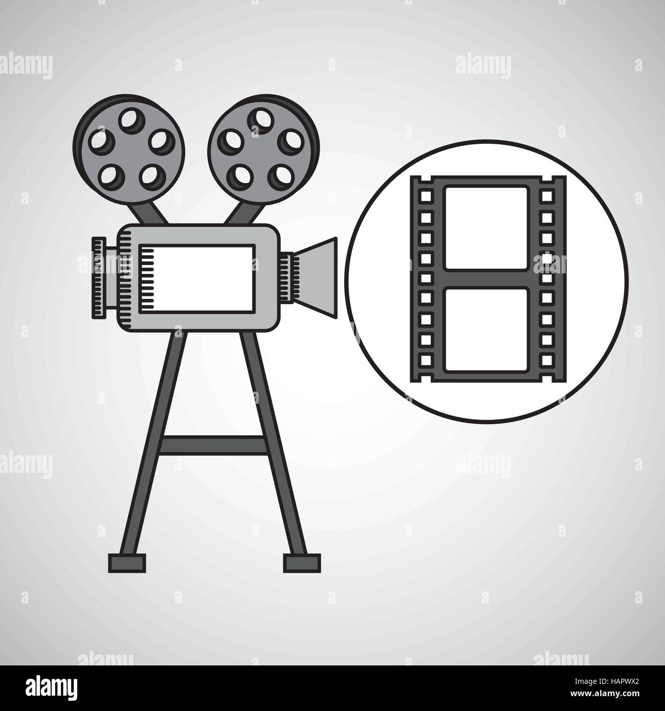 camera film vintage with movie film strip vector illustration eps 10