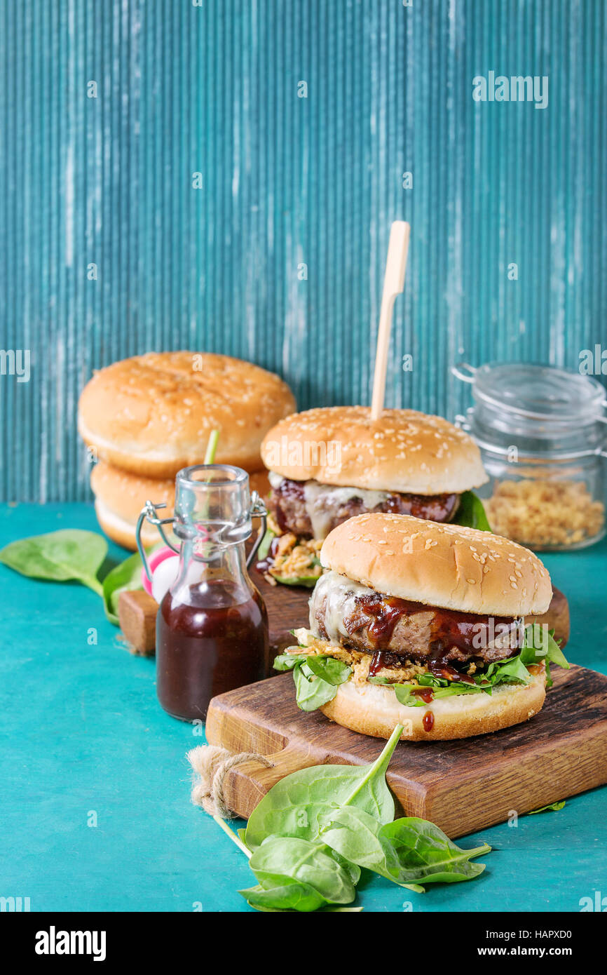 Hamburgers with beef and spinach Stock Photo Alamy