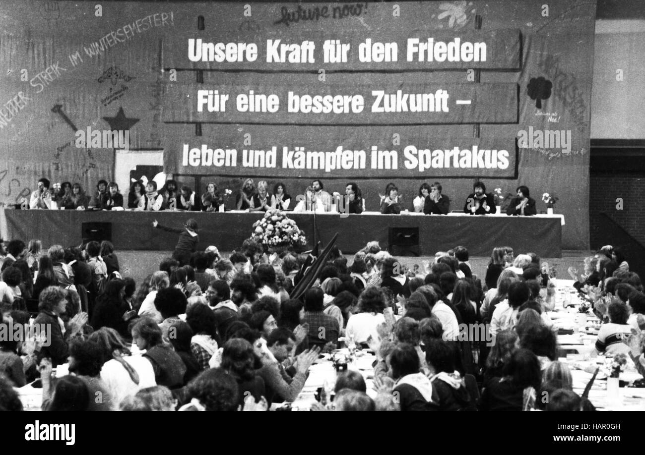 The 7th Congress of the leftist party Marxist Student Organisation Spartacus (MSB), related  to the DKP ( German Communist Party took place in October 1981 in Bremen (Germany). | usage worldwide Stock Photo