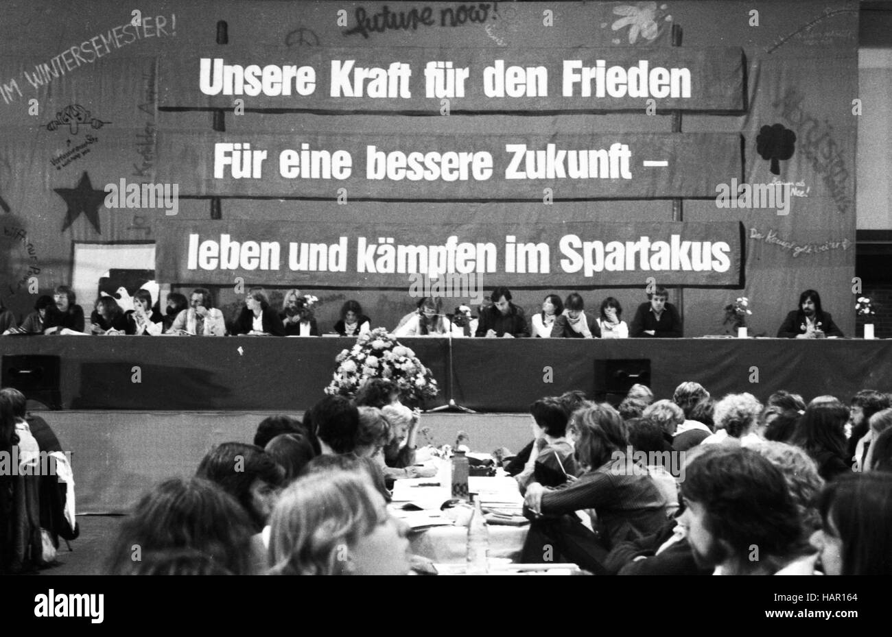 The 7th Congress of the leftist party Marxist Student Organisation Spartacus (MSB), related  to the DKP ( German Communist Party took place in October 1981 in Bremen (Germany). | usage worldwide Stock Photo