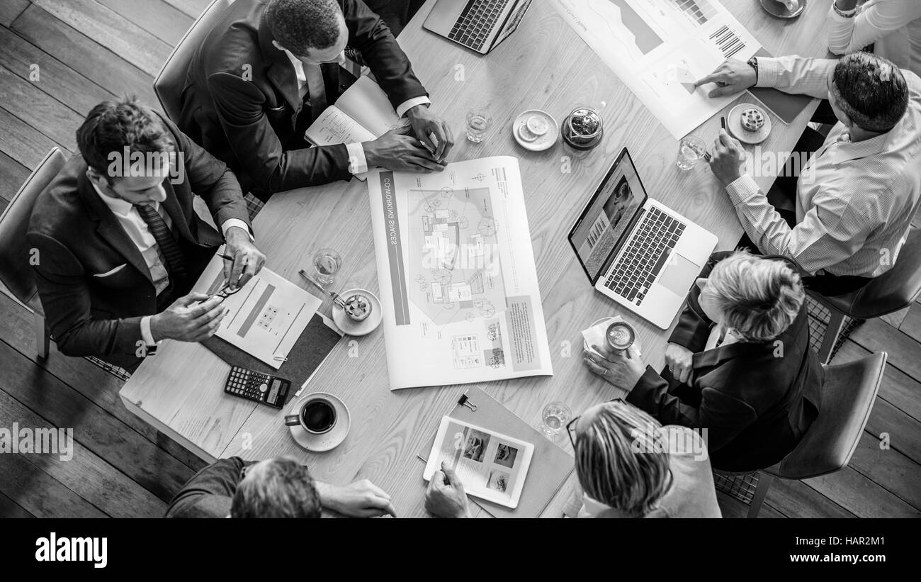 People Meeting Brainstorming Blueprint Design Concept Stock Photo - Alamy