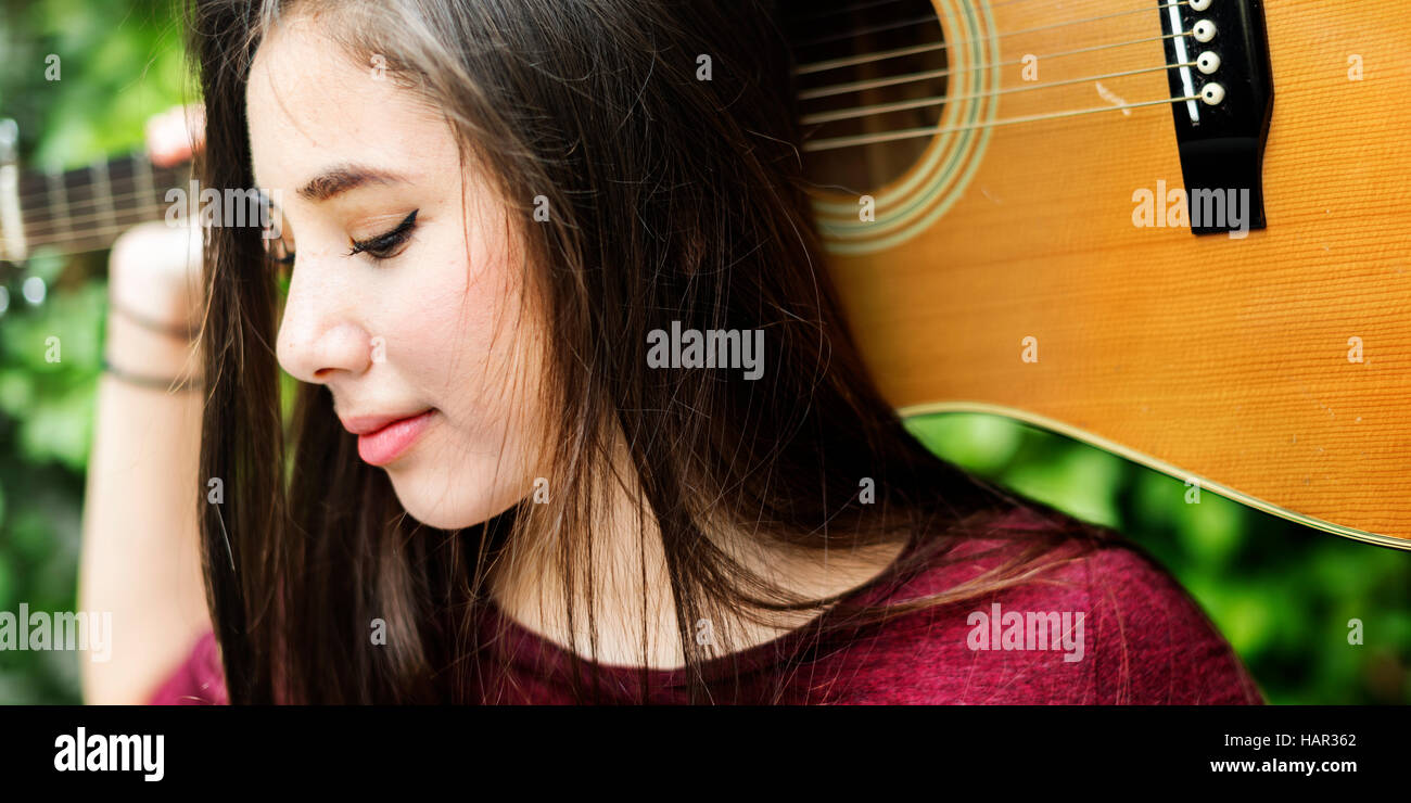 Young Woman Guitar Music Concept Stock Photo - Alamy