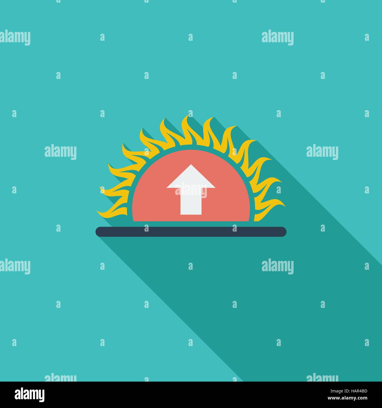 Sunrise icon. Flat vector related icon with long shadow for web and mobile applications. It can be used as - logo, pictogram, icon, infographic elemen Stock Vector
