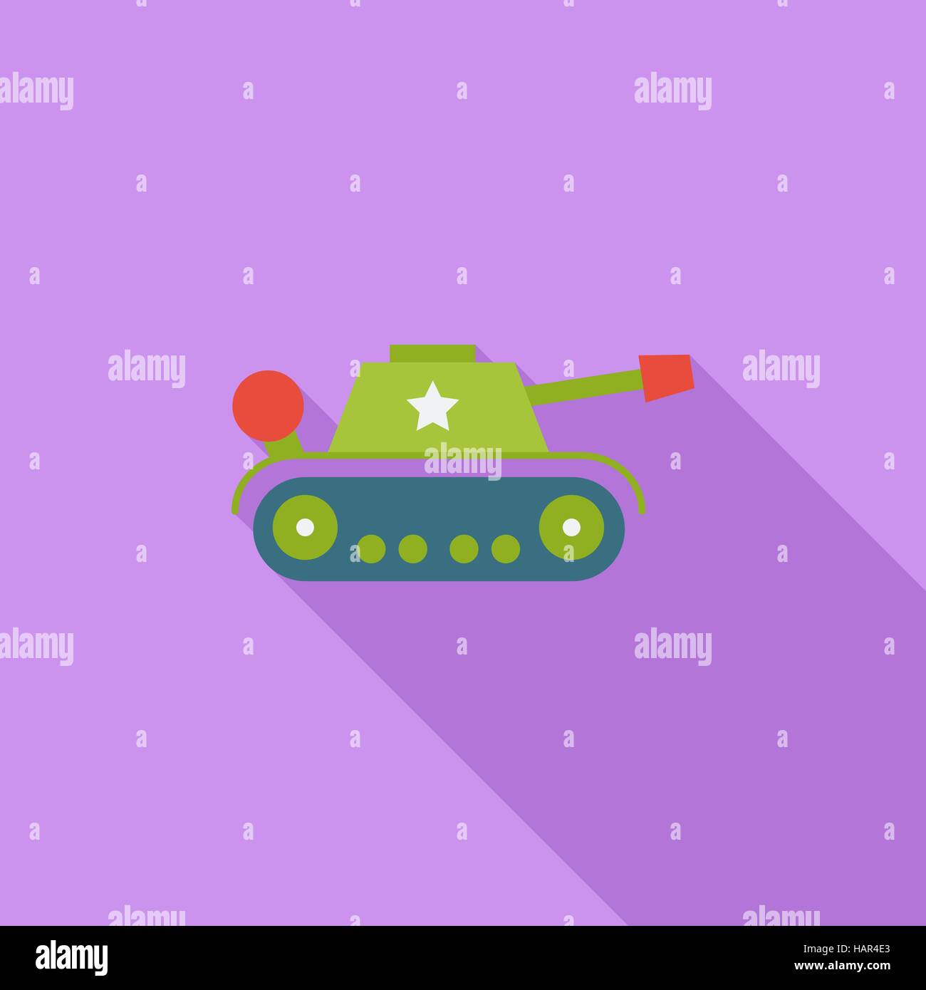 Tank toy icon. Flat vector related icon with long shadow for web and mobile applications. It can be used as - logo, pictogram, icon, infographic eleme Stock Vector