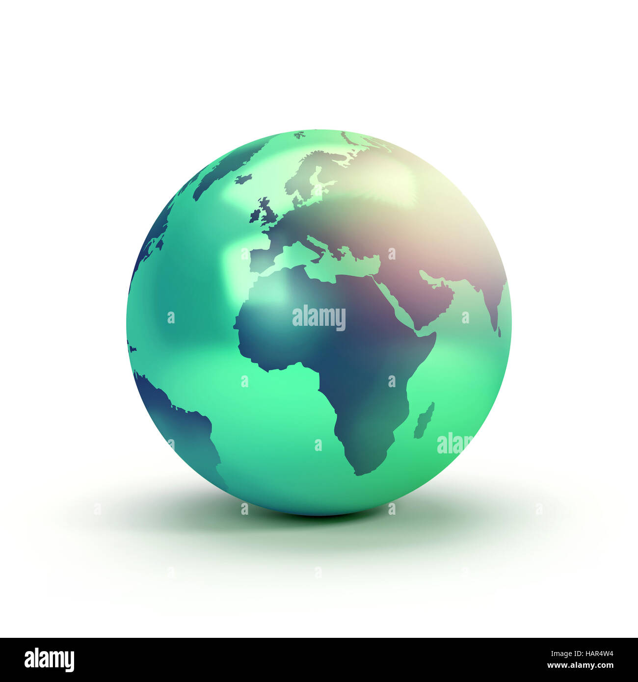 Green planet earth symbol isolated on white, showing the European and African continents - 3D illustration Stock Photo