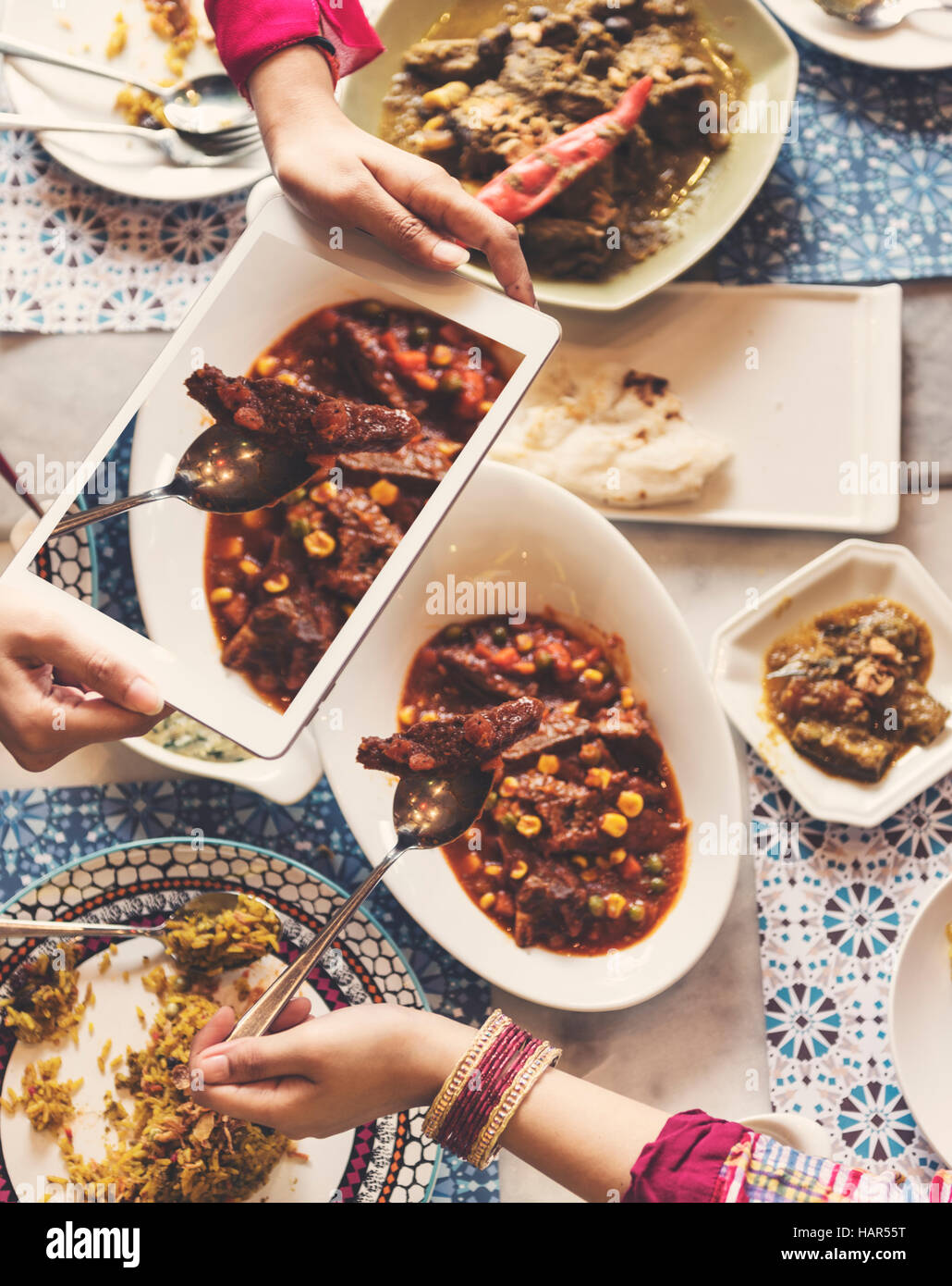 Indian Ethnicity Meal Food Roti Naan Curry Concept Stock Photo Alamy