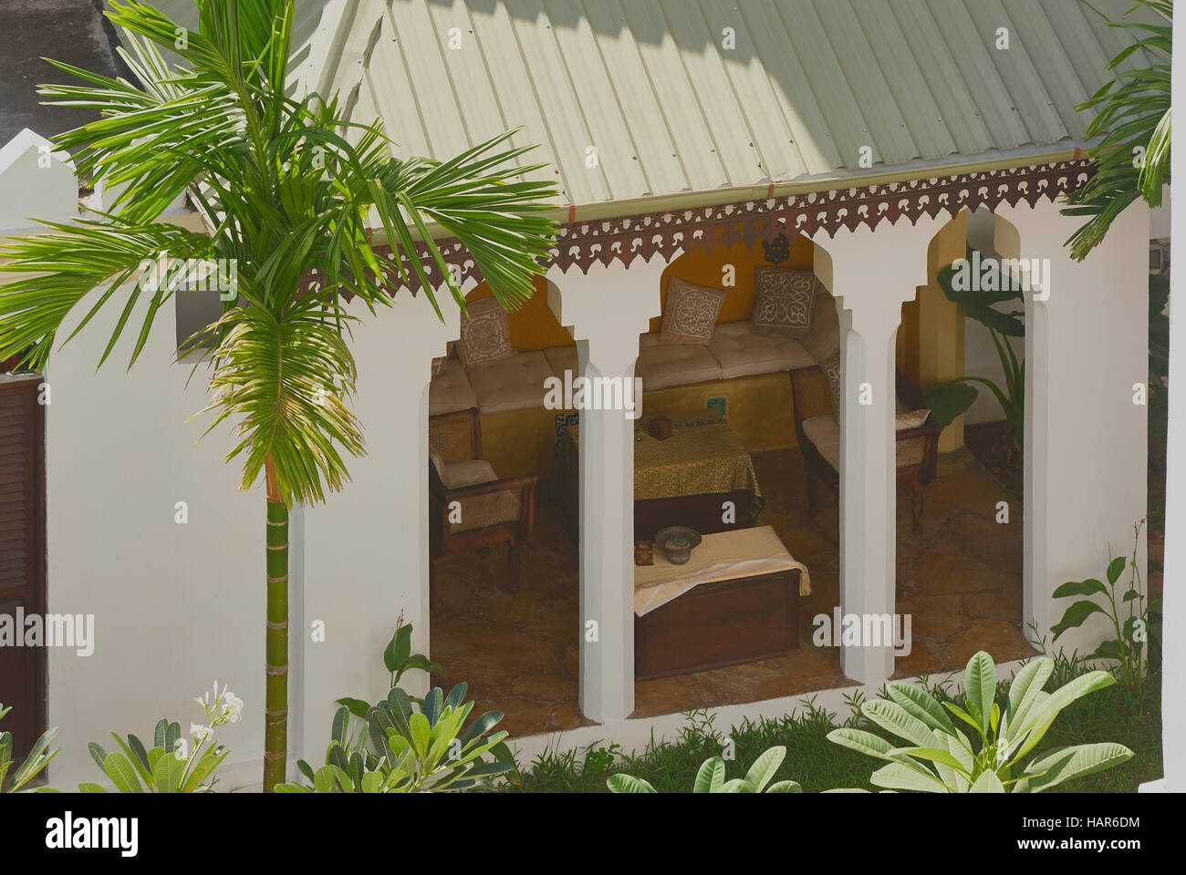 Zanzibarian house with airy veranda Stock Photo