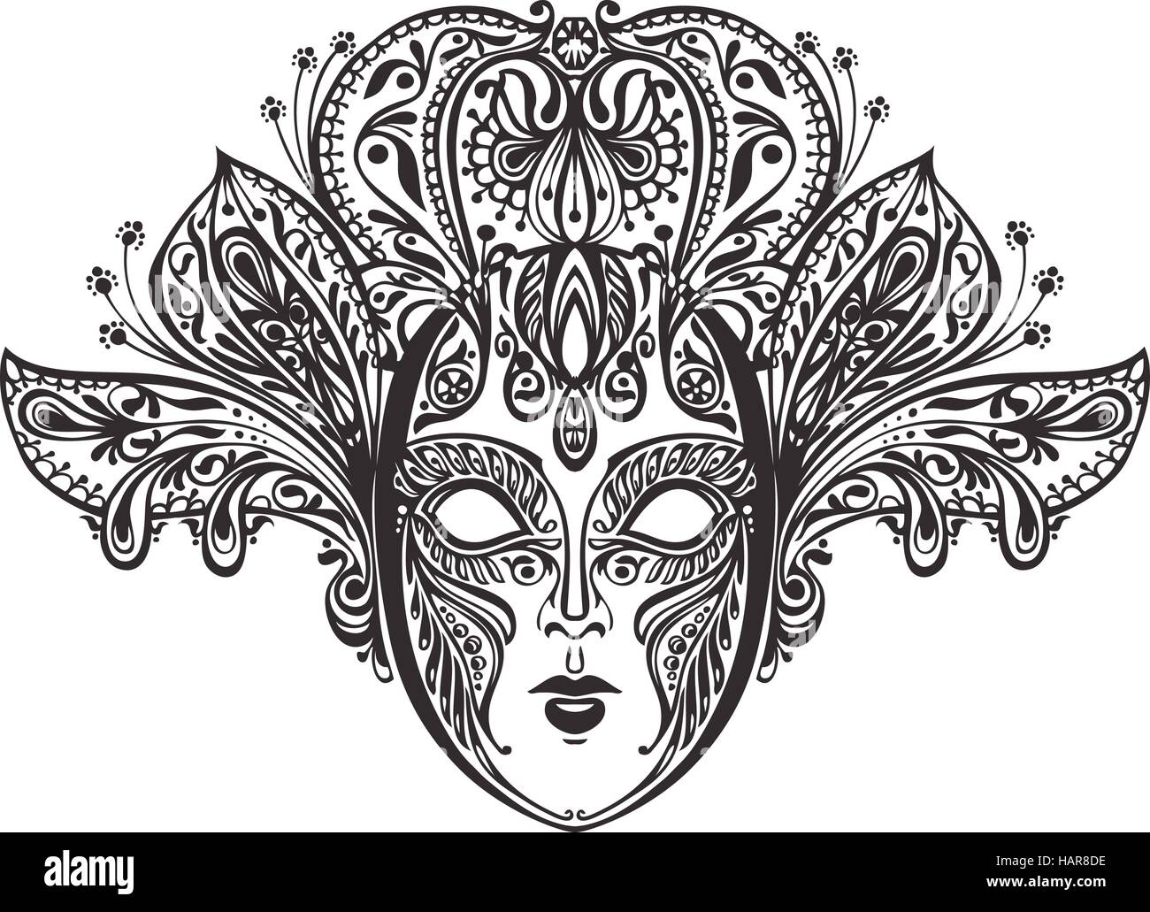 Abstract beautiful mask of lace. Vector illustration Stock Vector