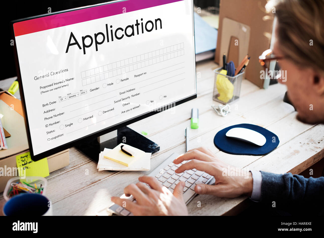 Application Form Employment Document Concept Stock Photo - Alamy