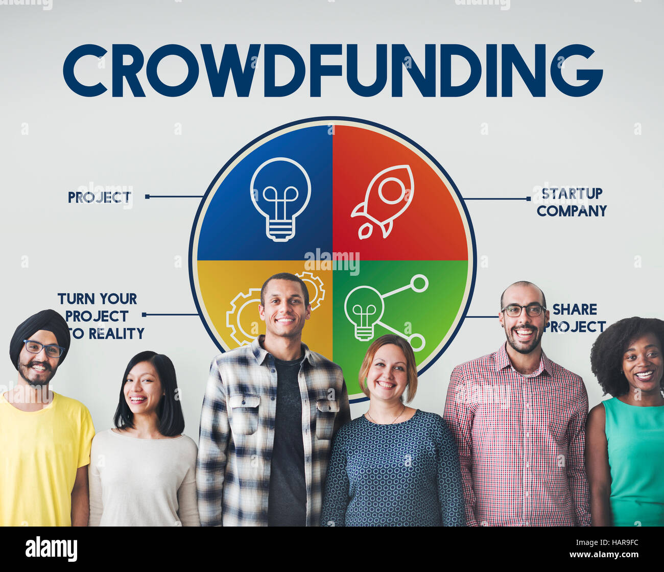 Sharing Rocketship Crowdfunding Bulb Rocketship Plan Enterprise Graphic Concept Stock ...