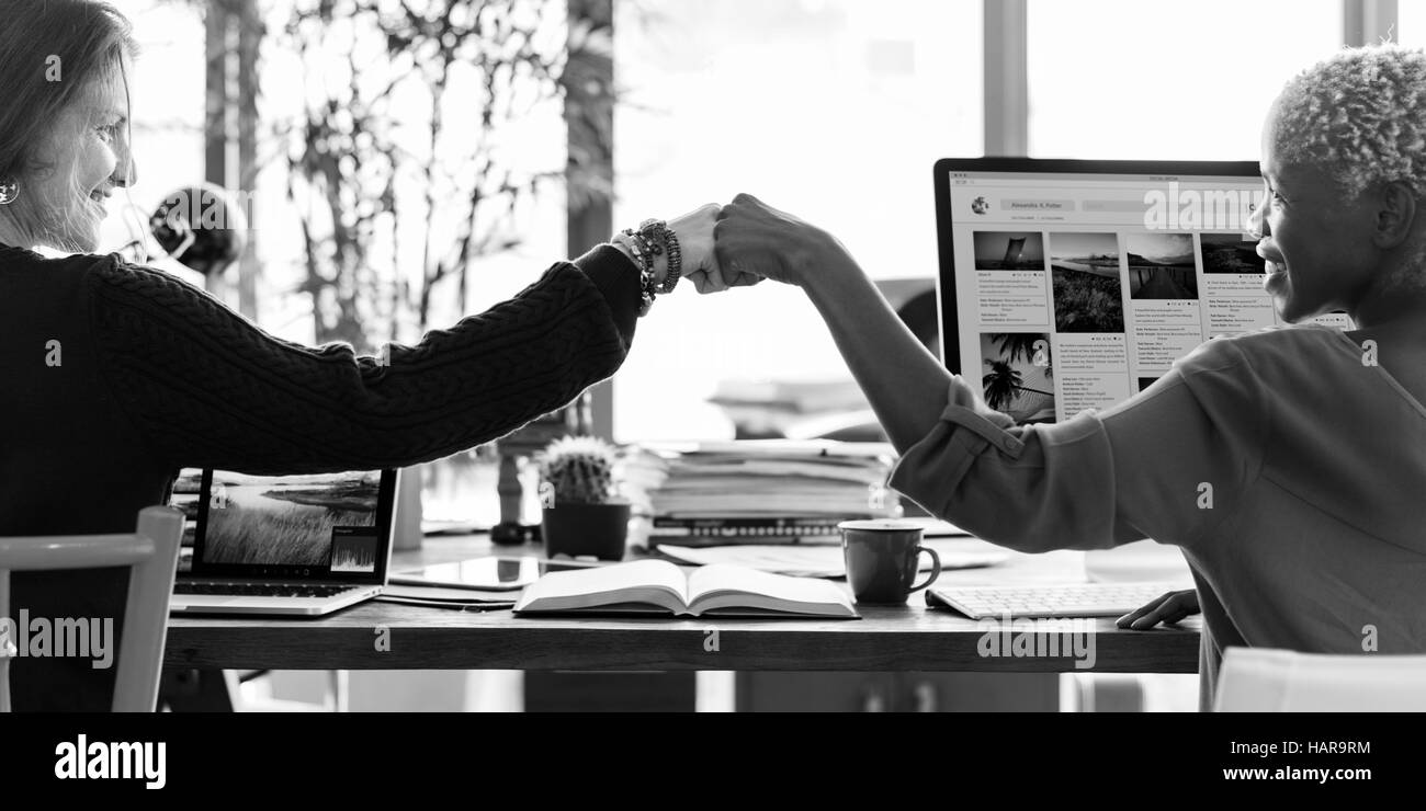 Fist Bump Corporate Colleagues Teamwork Office Concept Stock Photo