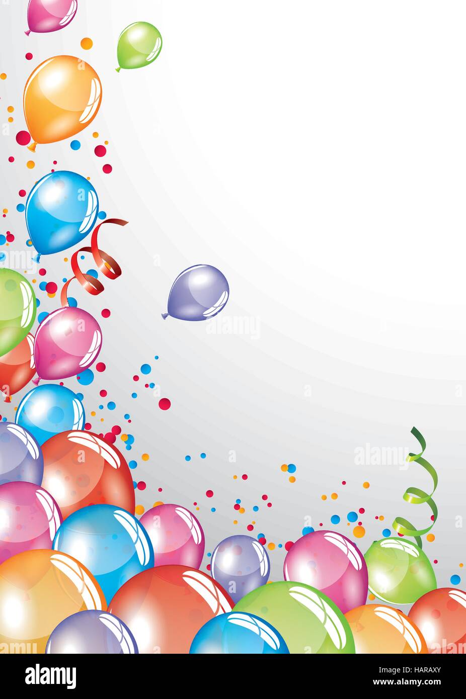 Party background with violet balloons and confetti. Template with free  space for text. Vector illustration Stock Vector Image & Art - Alamy