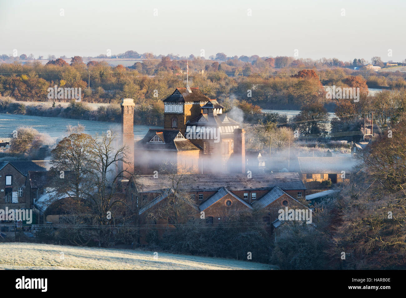 Hook Norton Brewery in the morning frost. Hook Norton, Oxfordshire, England Stock Photo